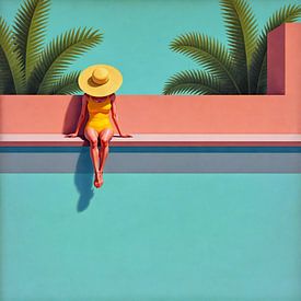 Sérénité ensoleillée au bord de la piscine sur Jan Keteleer