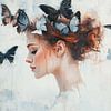 Femme et papillons colorés sur Caprices d'Art