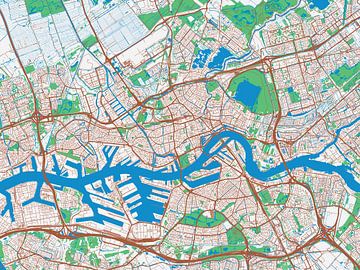 Kaart van Rotterdam in de stijl Urban Ivory van Map Art Studio