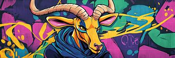 Graffiti Geit | Kleurige Geit Kunst van OMG Art