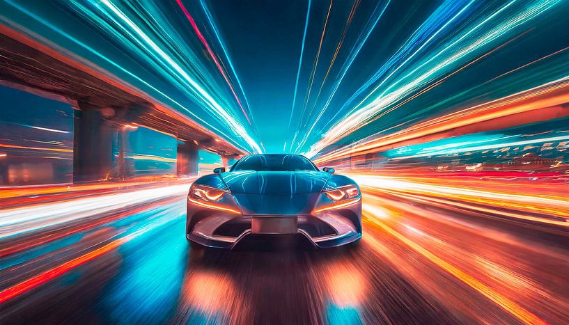 Sports car at night by Mustafa Kurnaz