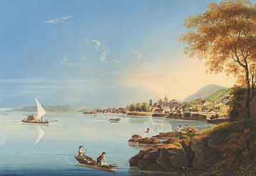 Uitzicht op de stad Neuchâtel in Zwitserland, Johann Ludwig Bleuler