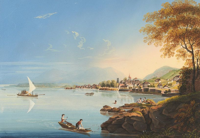 View of the city of Neuchatel in Switzerland, Johann Ludwig Bleuler by Masterful Masters