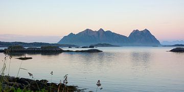 Midnight Light on the Lofoten Islands van Gisela Scheffbuch