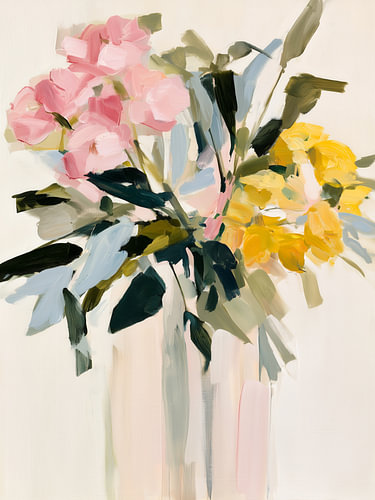 Composition florale abstraite aux couleurs pastel