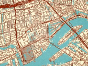 Kaart van Rotterdam Centrum in de stijl Blauw & Crème van Map Art Studio