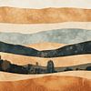 Abstract gelaagd landschap in aquarel van A.D. Digital ART
