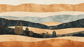 Abstract layered landscape in watercolours
