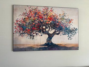 Klantfoto: Kleurrijk Boom Schilderij | Eternal Spring Magic van Blikvanger Schilderijen