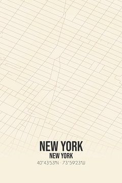 Vintage landkaart van New York (New York), USA. van MijnStadsPoster