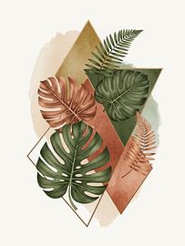 Minimalist Monstera Tropical Botanical Abstract Geometry