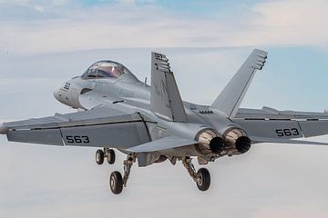 Practice makes perfect! Training for landing on an aircraft carrier. A Boeing EA-18G Growler makes a by Jaap van den Berg