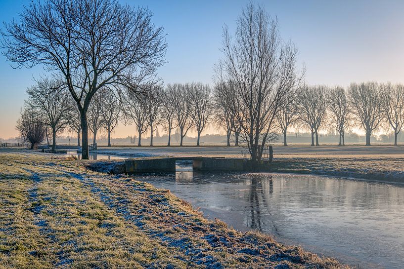 Paysage d'hiver dans l'Alblasserwaard, Bleskensgraaf par Ruud Morijn