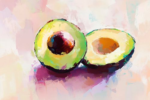 Kleurrijke avocadohelften - abstracte kunst