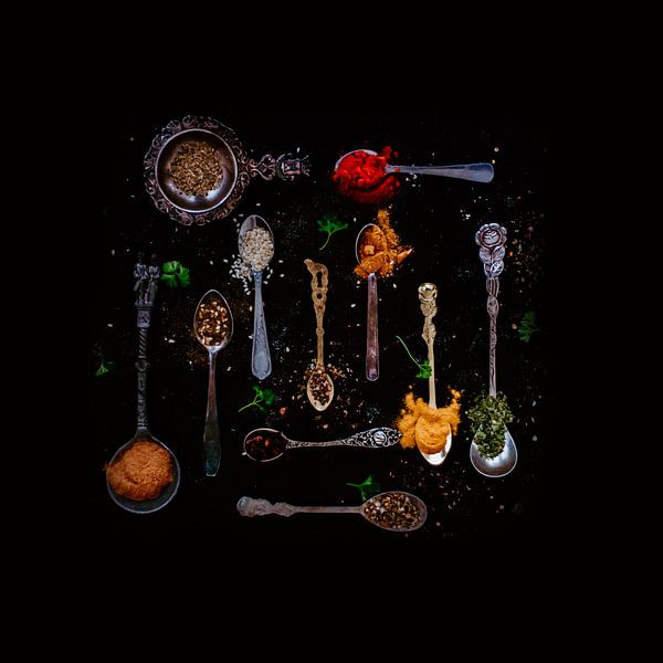 Herbs and spices in all kinds of spoons by Pix-Art By Naomi.k