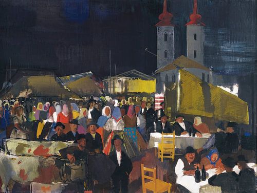 Vilmos Aba-Novák - Figures at a village market