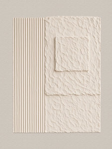 Reliefkunst im minimalistischen skandinavischen Design in Hellbeige