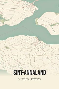 Vintage landkaart van Sint-Annaland (Zeeland) van Rezona