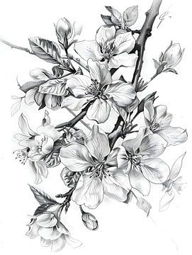 zwart wit bloemen van PixelPrestige