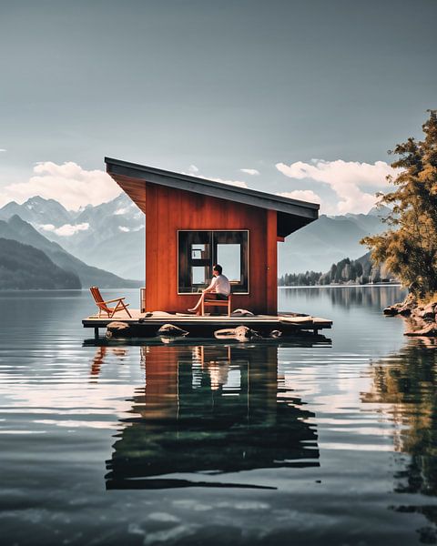 Woonboot op het meer van fernlichtsicht