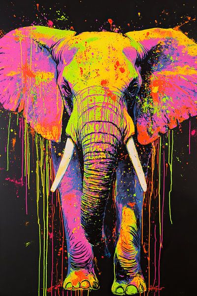 Garden Elephant Colourful | Bright Elephant with Colours by Abstract Painting