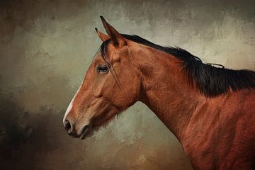 Portrait Cheval brun sur Diana van Tankeren