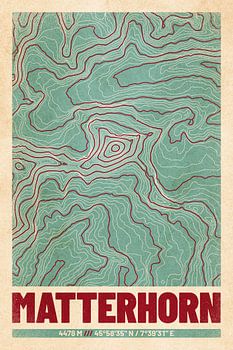 Matterhorn | Topographie de la carte (Rétro)