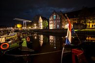 Maisons illuminées sur le Thorbeckegracht à Zwolle pendant la soirée par Fotografiecor .nl Aperçu