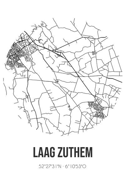 Laag Zuthem (Overijssel) | Map | Black and White by Prints of Place