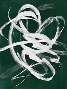 Abstract in donkergroen met witte lijnen