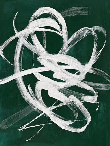 Abstract in donkergroen met witte lijnen