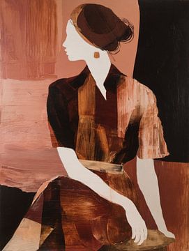 Abstract portret in aardetinten van Studio Allee