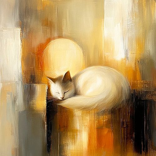 he Golden Sleep of the White Cat | Where Light and Velvet Merge