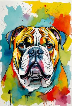 Engelse Bulldog Aquarel van MIROKKU