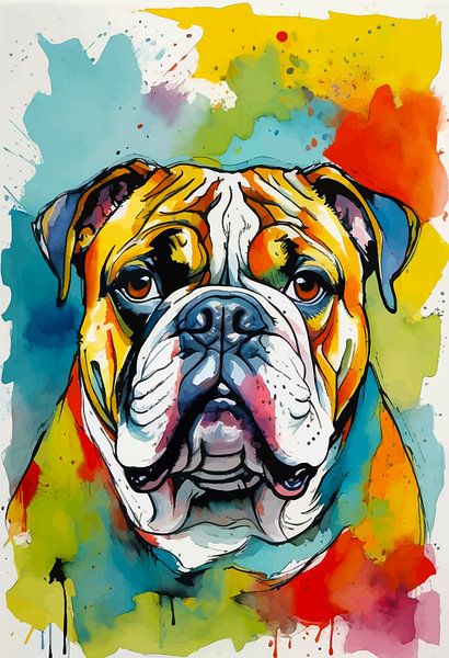 Bulldog anglais aquarelle par MIROKKU
