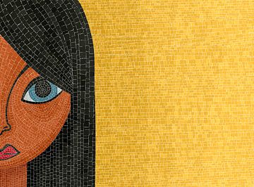 Mosaic art girl portrait by Richard Laschon