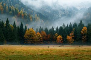 Himmelsfarben treffen Bergspitzen