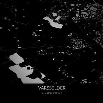 Schwarz-weiße Karte von Varsselder, Gelderland. von Rezona