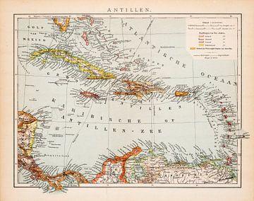 Karte der Antillen aus der Zeit um 1900 von Studio Wunderkammer