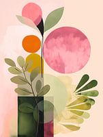 Botanisch Abstract Groen Roze
