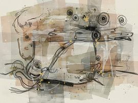 Wabi-Sabi Art: Moderne Abstraktion mit Linien und Strukturen