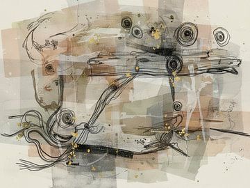 Wabi-Sabi Kunst: Modern abstract met lijnen en structuren