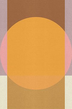 Abstracte geometrische retro-kunst in okergeel en lila van Abstract Minimalist Art
