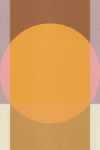 Abstracte geometrische retro-kunst in okergeel en lila