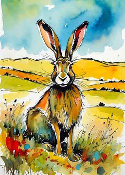 Europese Haas Aquarel van MIROKKU