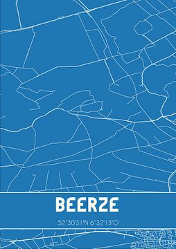 Blauwdruk | Landkaart | Beerze (Overijssel) van MijnStadsPoster