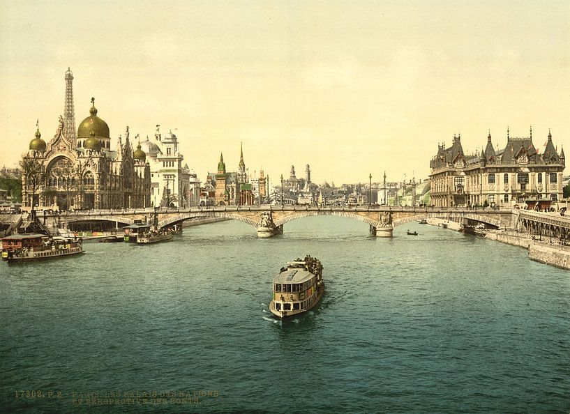 The Pavilions of the Nations and persepective of the bridges, Exposition universelle internationale  van Vintage Afbeeldingen