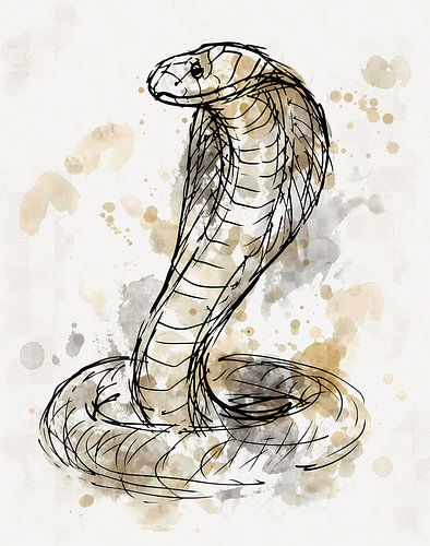 Cabra - serie Aquarel dieren - schets stijl met bruin en grijs t