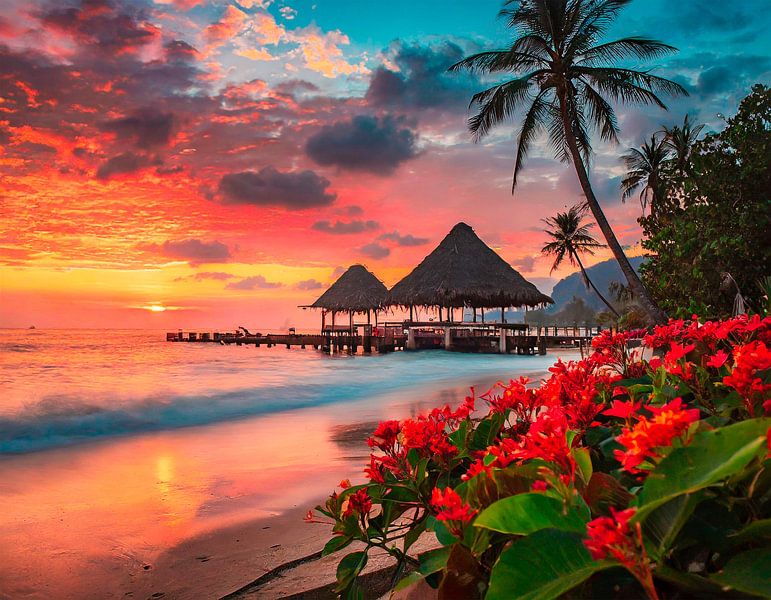 Strand mit Sonnenuntergang von Mustafa Kurnaz
