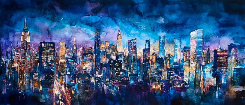 Urban light shows at night by Poster Art Shop